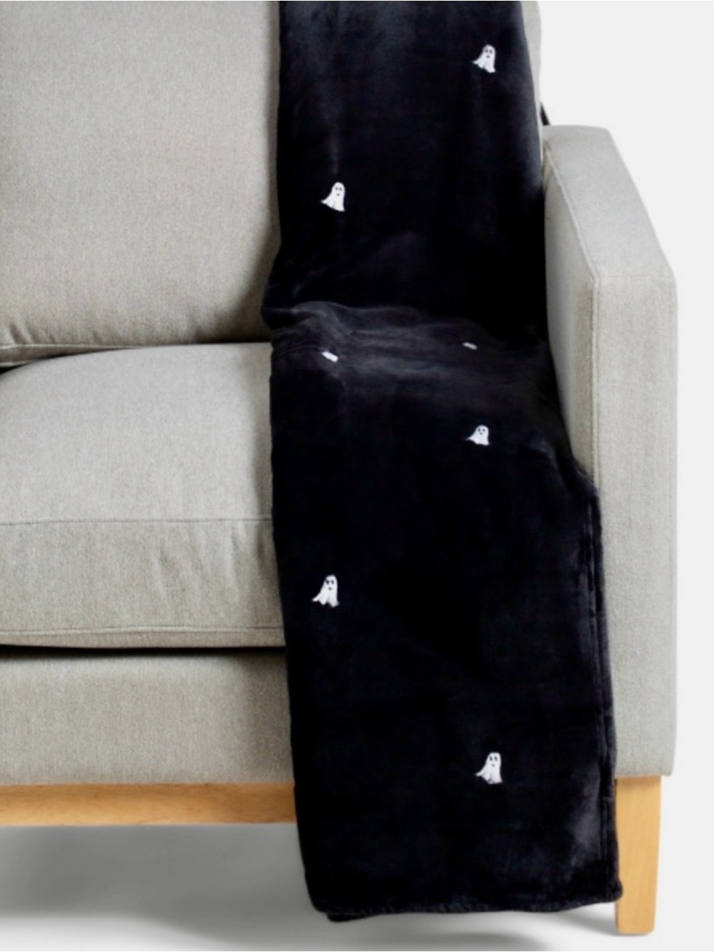 Halloween Blanket/Throw with Ghost Embroidery- So Soft & Beautiful!